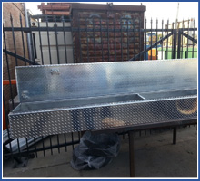 Polished aluminum tool box built to customer requirements